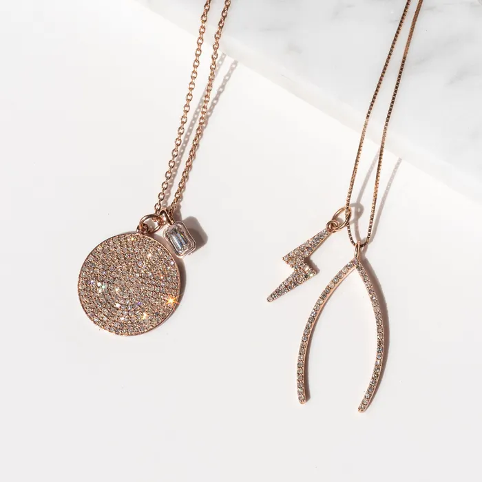 Rose Gold and Bezel Set Diamond Charm RACHEL LYNN CHICAGO Earrings