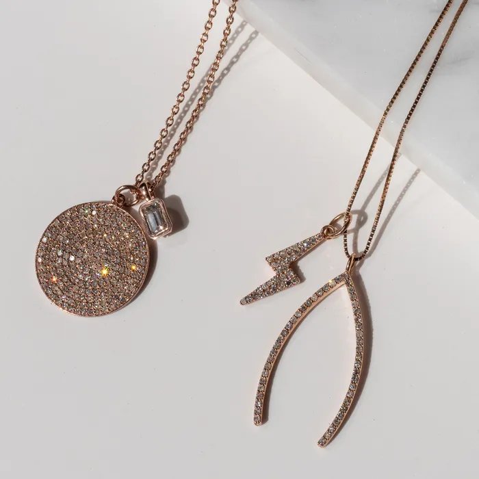 Rose Gold and Bezel Set Diamond Charm RACHEL LYNN CHICAGO Earrings