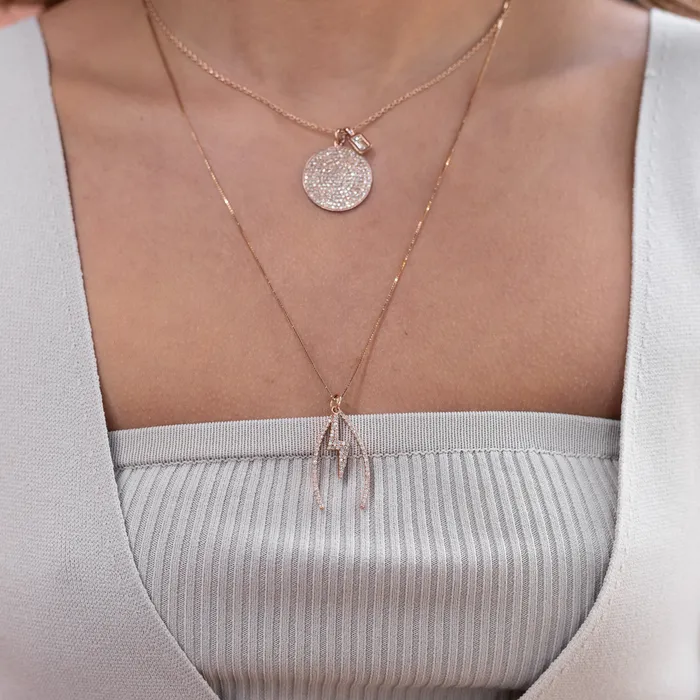 Rose Gold and Bezel Set Diamond Charm RACHEL LYNN CHICAGO Earrings
