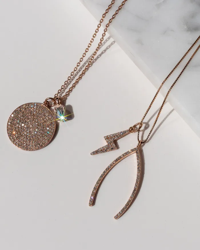 Rose Gold and Bezel Set Diamond Charm RACHEL LYNN CHICAGO Earrings