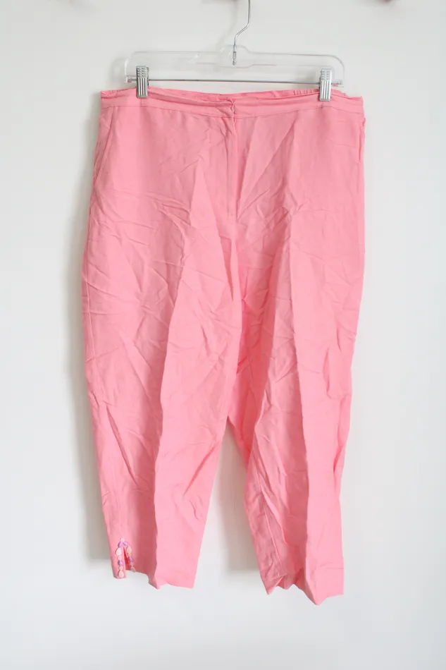 Ruby Rd Pink Linen Blend Capri Pant 12 Ruby Rd Earrings