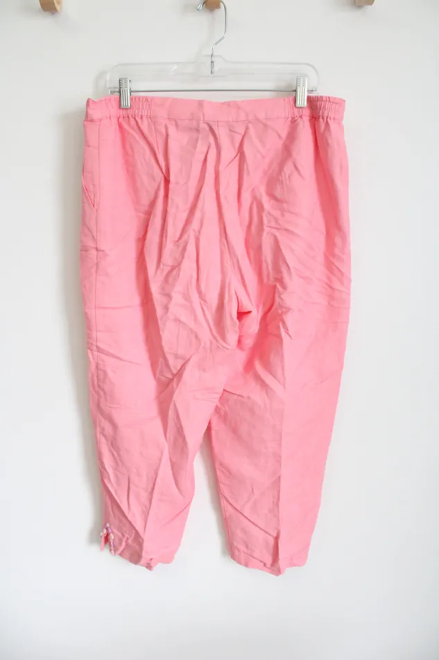 Ruby Rd Pink Linen Blend Capri Pant 12 Ruby Rd Earrings