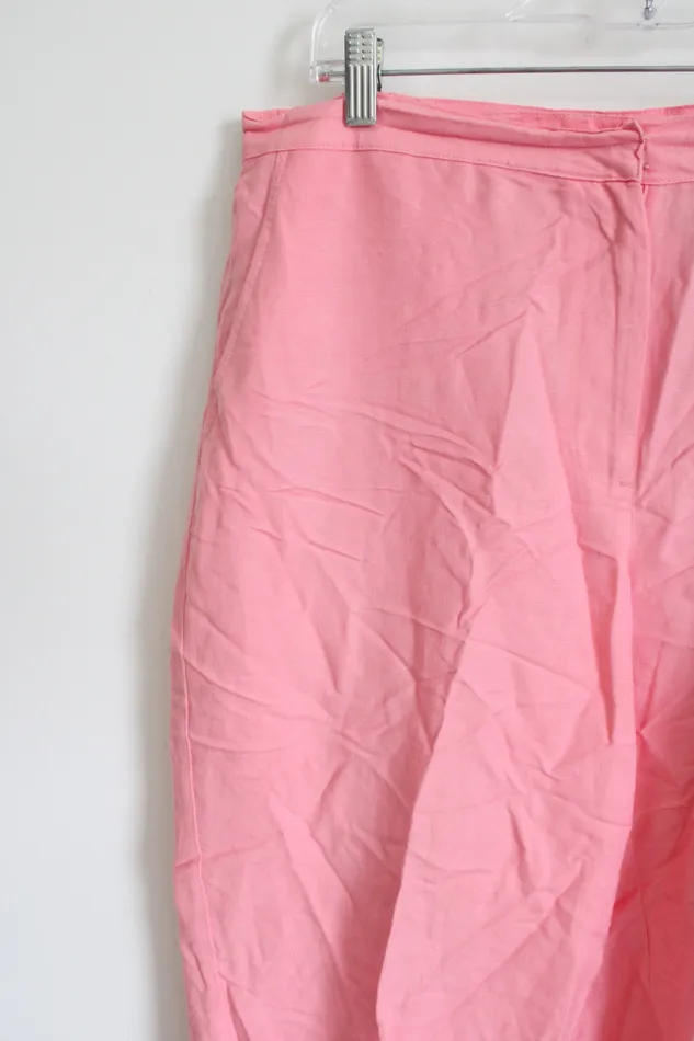 Ruby Rd Pink Linen Blend Capri Pant 12 Ruby Rd Earrings