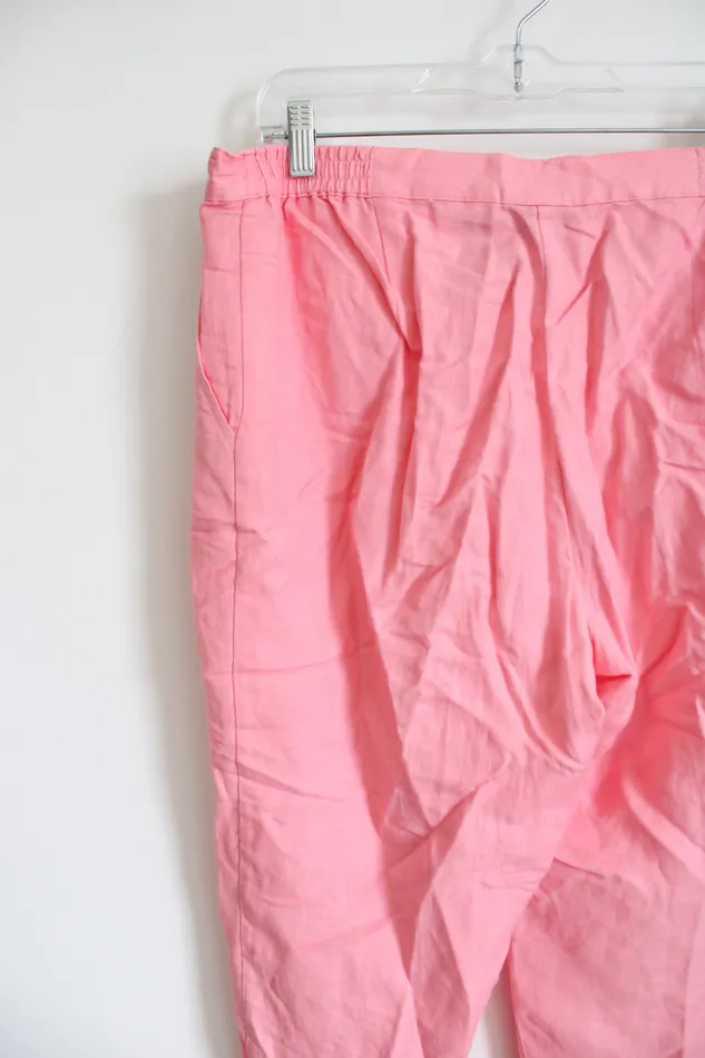 Ruby Rd Pink Linen Blend Capri Pant 12 Ruby Rd Earrings