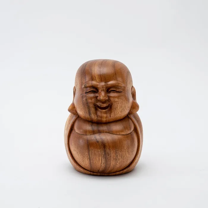 Sacred Statues Earrings Wooden Laughing Buddha Statue
