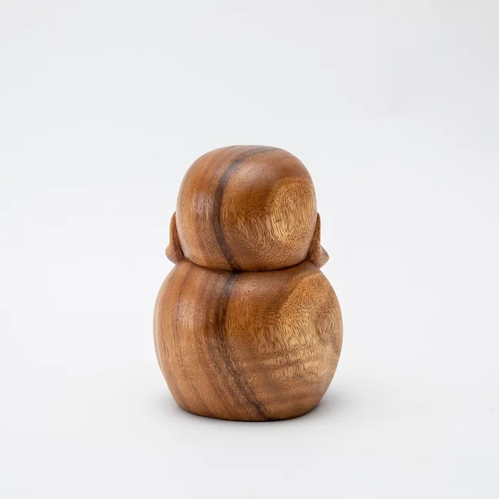 Sacred Statues Earrings Wooden Laughing Buddha Statue