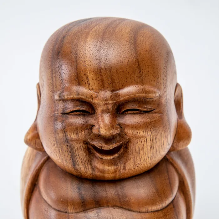 Sacred Statues Earrings Wooden Laughing Buddha Statue