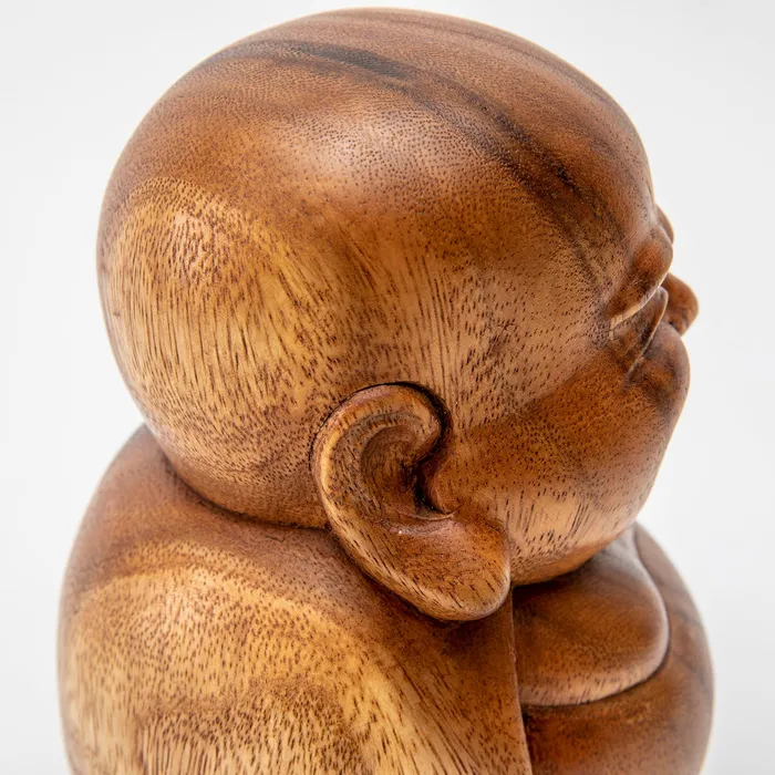 Sacred Statues Earrings Wooden Laughing Buddha Statue