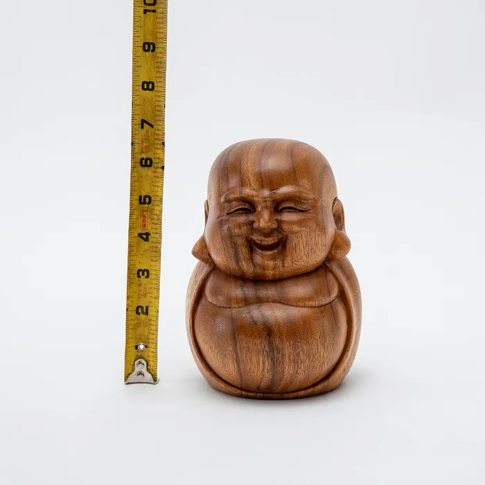 Sacred Statues Earrings Wooden Laughing Buddha Statue