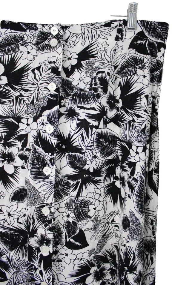 Sag Harbor Button Front Black Floral Skirt L Sag Harbor Rings