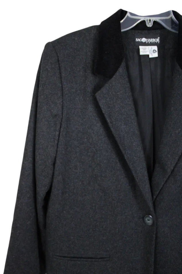 Sag Harbor Charcoal Gray Wool Blazer Jacket 14 Petite Sag Harbor Earrings