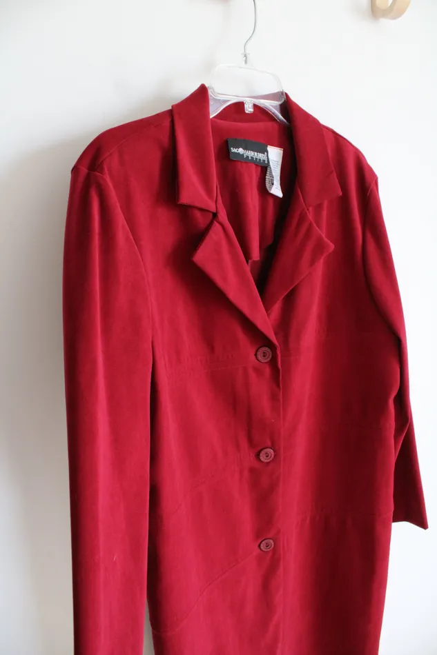 Sag Harbor Sag Harbor Dress Dark Red Collared Dress 14 Petite Earrings