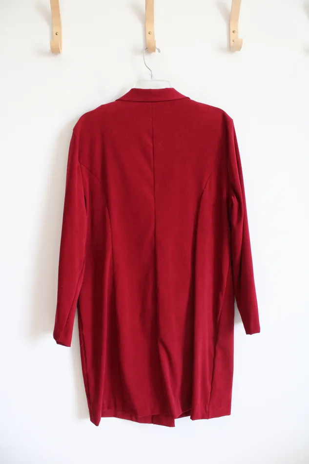 Sag Harbor Sag Harbor Dress Dark Red Collared Dress 14 Petite Earrings