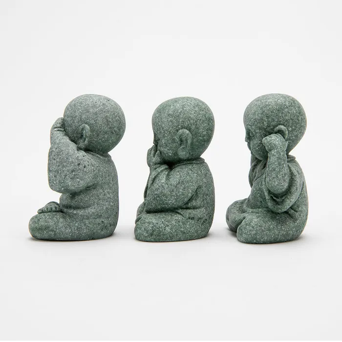 See Hear Speak No Evil Jizo Figurines Eastern Elm Necklaces