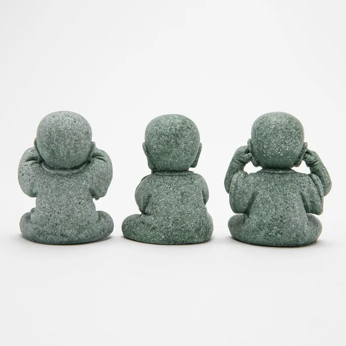 See Hear Speak No Evil Jizo Figurines Eastern Elm Necklaces