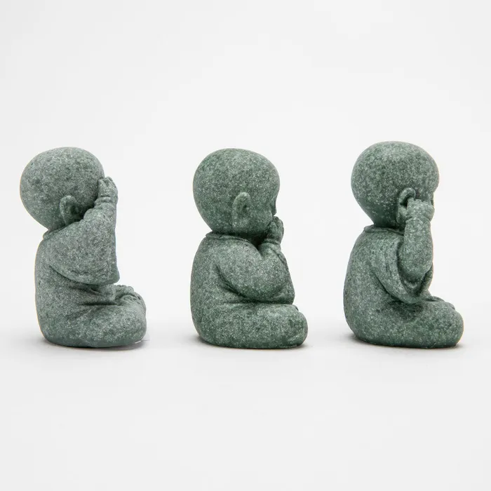 See Hear Speak No Evil Jizo Figurines Eastern Elm Necklaces