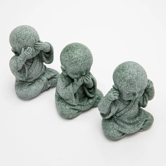 See Hear Speak No Evil Jizo Figurines Eastern Elm Necklaces