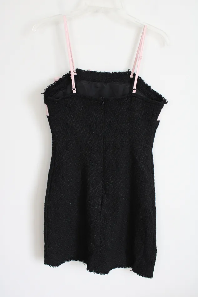 Shein Black Woven Pink Bow Mini Dress S Shein Rings