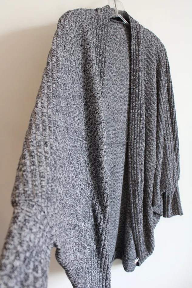 Shein Rings Shein Gray Black Knit Shawl Cardigan L