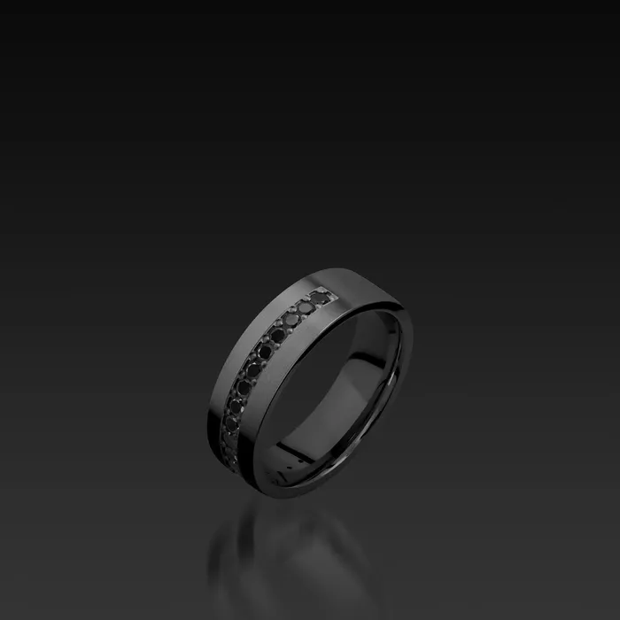 Shop John Atencio Rings Black Zirconium Flat Band with Black Diamonds