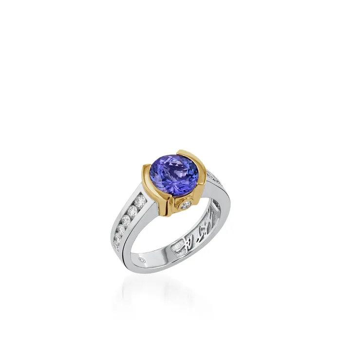 Signature Round Tanzanite and Diamond Ring John Atencio Rings