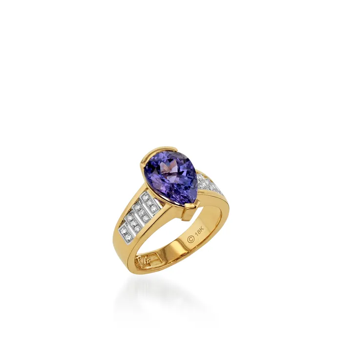 Signature Tanzanite and Pave Diamond Ring John Atencio Rings