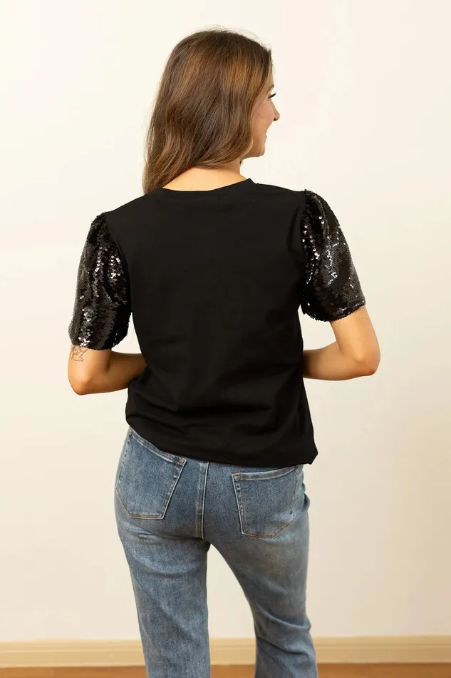 SKELETON TOP WITH SEQUINS PUFF SLEEVE BLACK SOUTHERN GRACE WHOLESALE Necklaces
