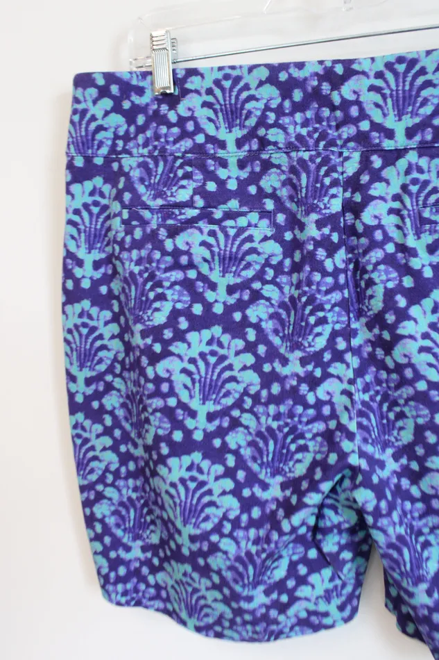 Soft Surroundings Rings Soft Surroundings Purple Blue Patterned Stretch Shorts XL Petite