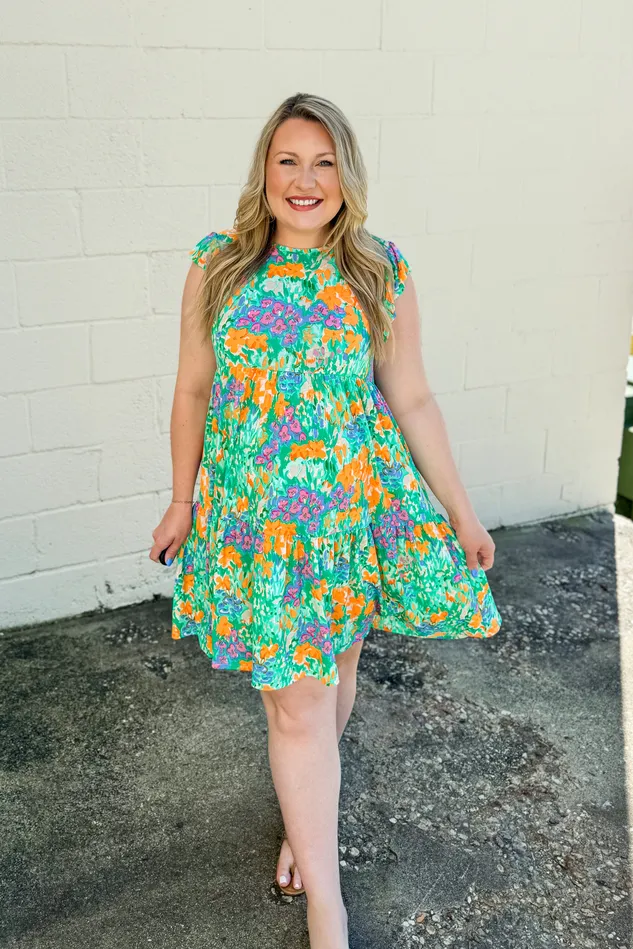 SOL Clothing The Colors of Summer Floral Tiered Dress Rings