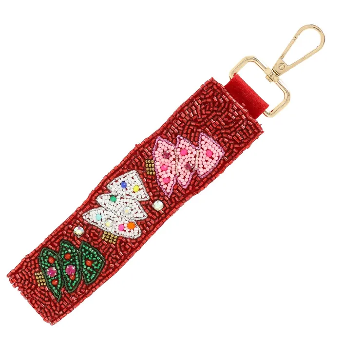 Something Special LA Necklaces RED CHRISTMAS TREE TRIO JEWELED KEY CHAIN