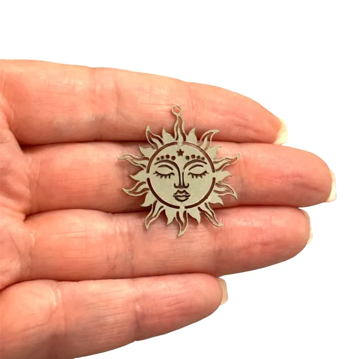 Stainless Steel Sun Charm Laser Cut Sun Charm Peppy Beads Earrings