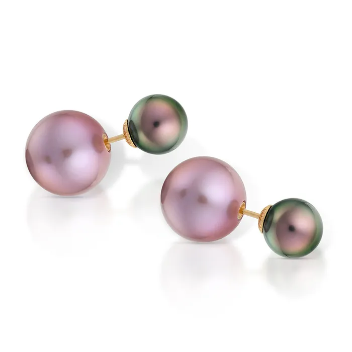 Stephen Silver Tahitian and Kasumiga Pearl Earrings Earrings