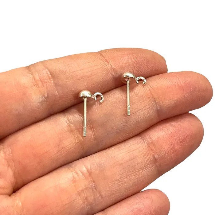 Sterling Sterling 45mm Ball Post Earring 925 Sterling Silver Ball Stud Earring With Open Loop 2 Pcs in a Pack Peppy Beads Earrings Sterling Sterling 45mm Ball Post Earring 925 Sterling Silver Ball Stud Earring With Open Loop 2 Pcs in a Pack Peppy Beads Earrings