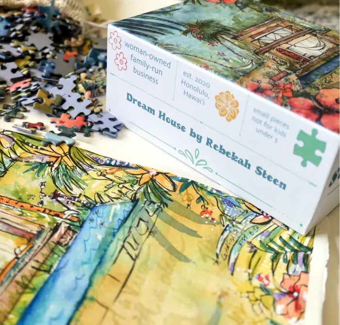 SURFSHACKPUZZLE Earrings Surf Shack Dream House Puzzle by Rebekah Steen 1000 Pieces
