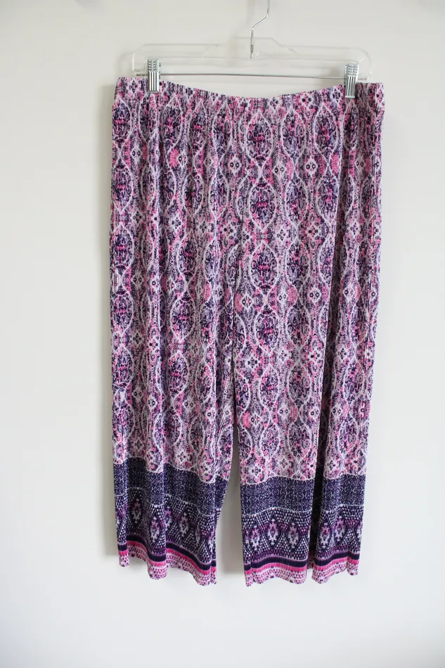 Susan Graver Earrings Susan Graver Purple Pink Pleated Flowy Capri Pants M Petite Susan Graver Earrings Susan Graver Purple Pink Pleated Flowy Capri Pants M Petite