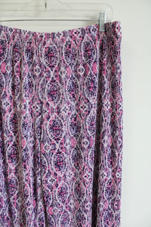 Susan Graver Earrings Susan Graver Purple Pink Pleated Flowy Capri Pants M Petite