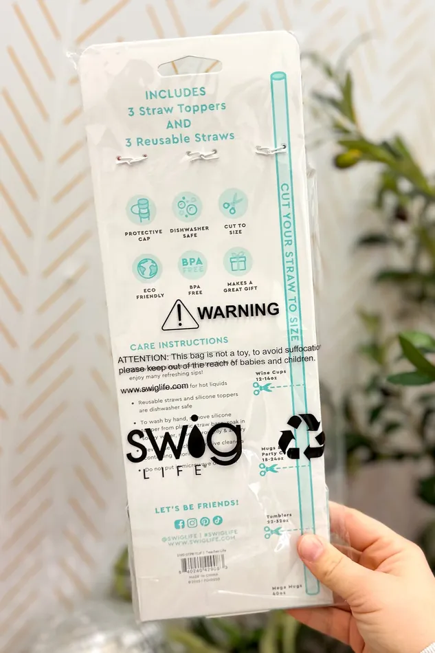 Swig Earrings Teacher Life Straw Topper Set