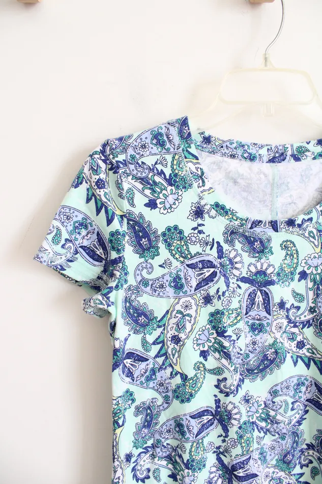 Talbots Blue Paisley Patterned Shirt M Petite Talbots Rings
