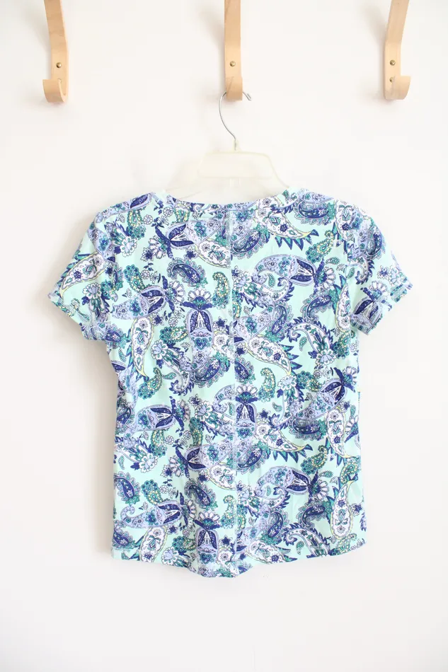 Talbots Blue Paisley Patterned Shirt M Petite Talbots Rings