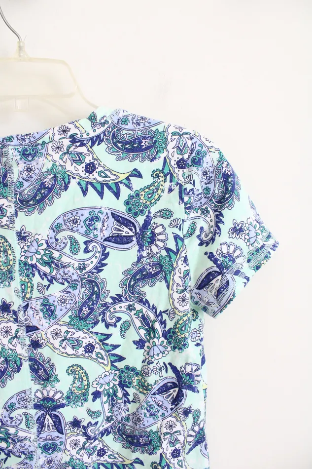 Talbots Blue Paisley Patterned Shirt M Petite Talbots Rings