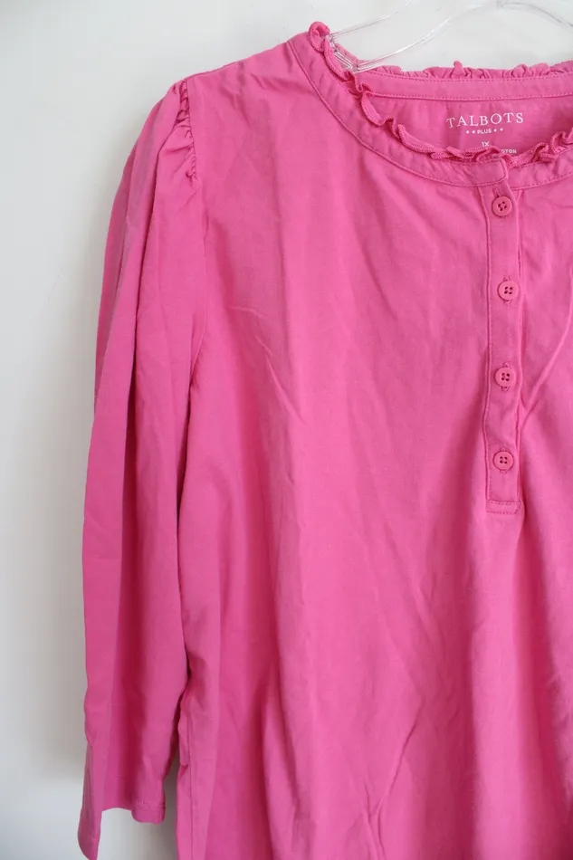 Talbots Pink Cotton Shirt 1X Talbots Earrings