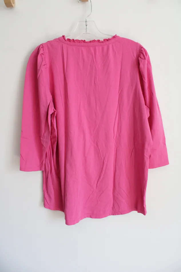Talbots Pink Cotton Shirt 1X Talbots Earrings