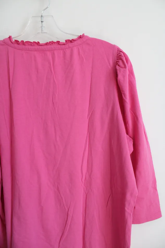 Talbots Pink Cotton Shirt 1X Talbots Earrings