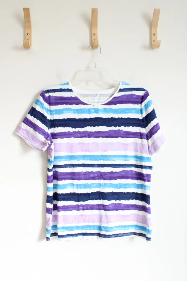 Talbots Rings Talbots White and Purple Striped Tee L