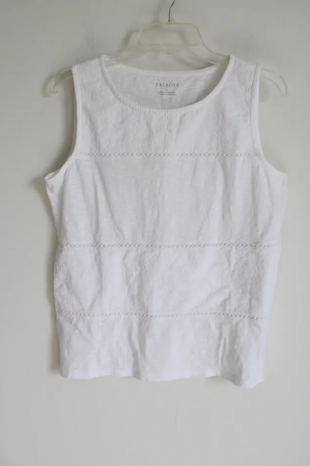 Talbots Talbots White Embroidered Tank M Rings