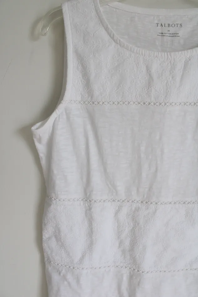 Talbots Talbots White Embroidered Tank M Rings