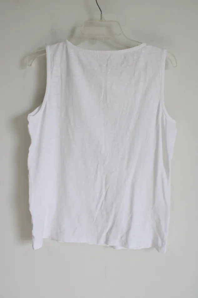 Talbots Talbots White Embroidered Tank M Rings