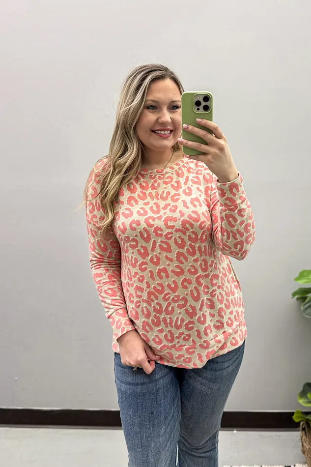 Taupe Blush Leopard Pullover Top Dear Scarlett Earrings