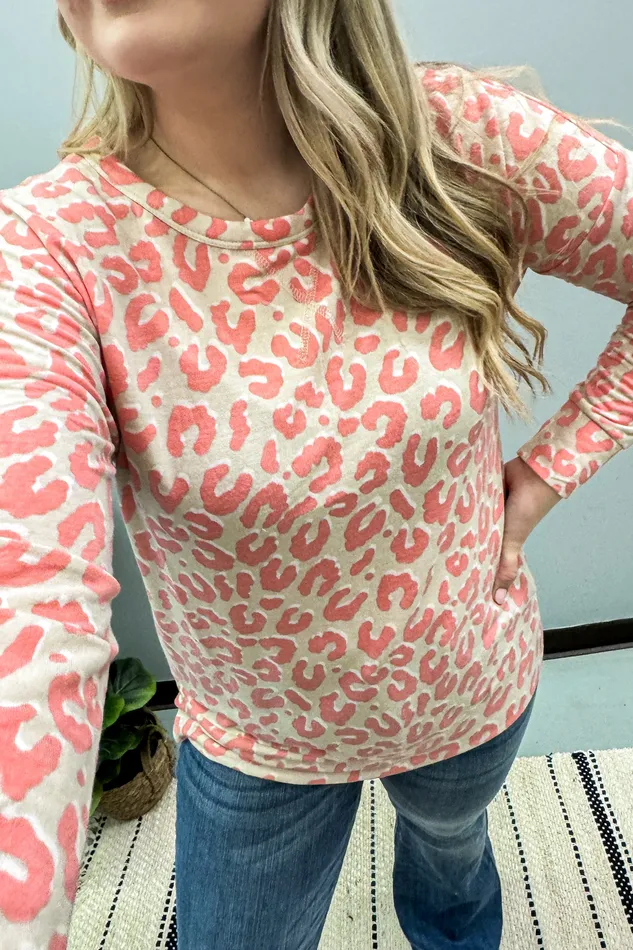 Taupe Blush Leopard Pullover Top Dear Scarlett Earrings