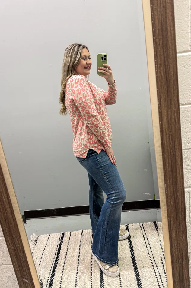 Taupe Blush Leopard Pullover Top Dear Scarlett Earrings